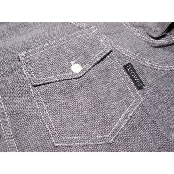 Ludwig Black Chambray Long Sleeve Button-up Shirt sz L made in usa streetwear - Picture 3 of 7